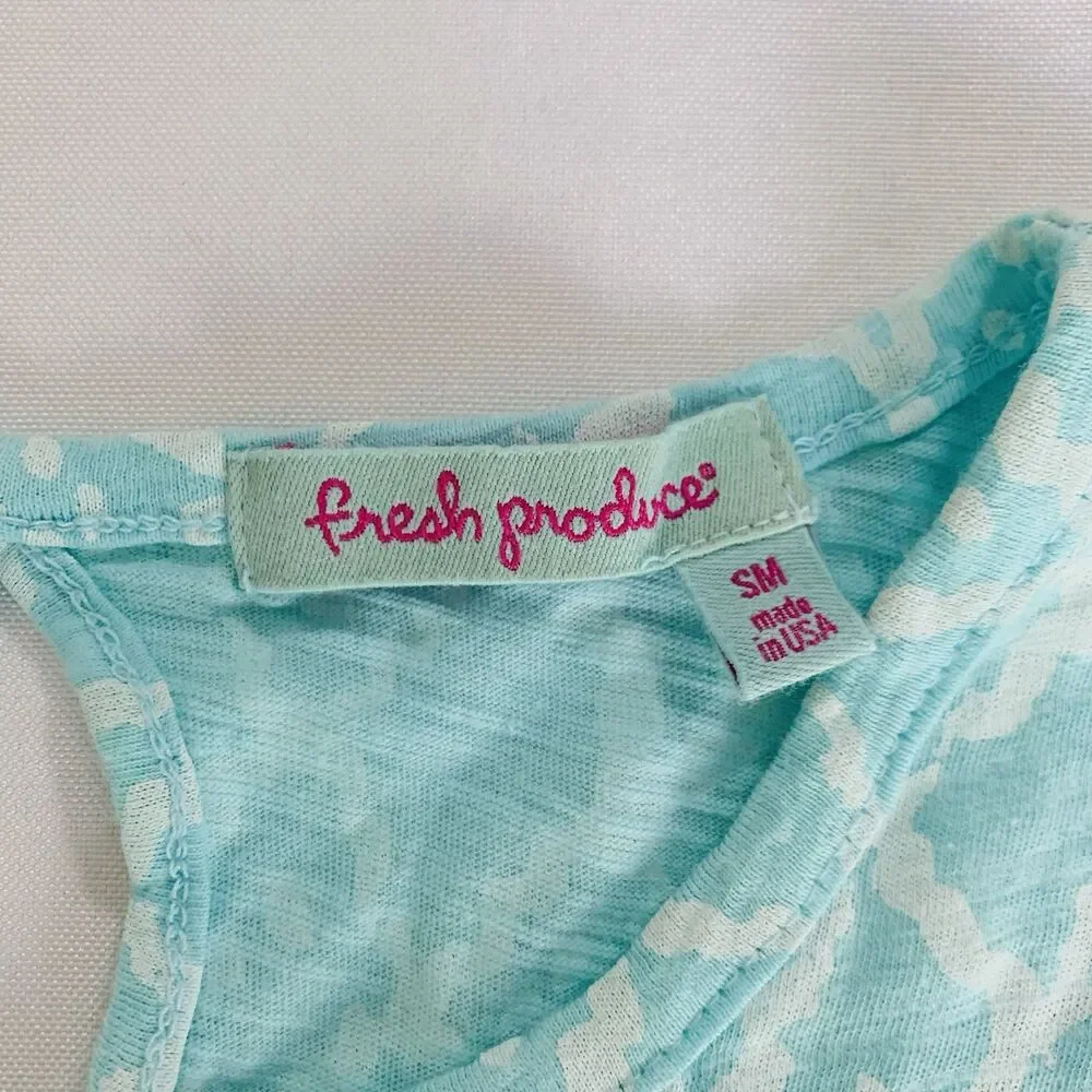 Fresh Produce Dress Women S Blue Aqua Sleeveless Beach Pool Vacation Cotton Midi